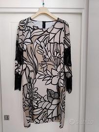 Abito Cannella fantasia floreale fondo beige tg 46