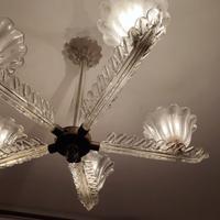 lampadario in vetro soffiato degli anni 30.
