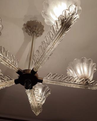 lampadario in vetro soffiato degli anni 30.