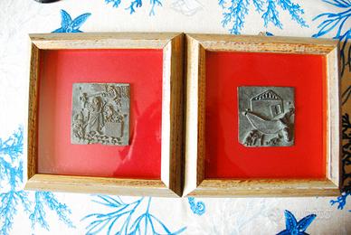 2 SCULTURE IN BRONZO INCORNICIATE BIBBIA ARCA NOE'