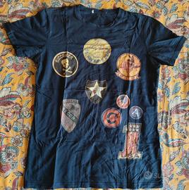 T-shirt uomo blu navy stampa toppe militari