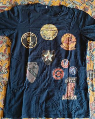 T-shirt uomo blu navy stampa toppe militari