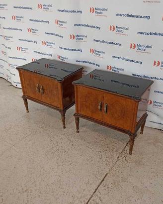 Coppia di Comodini Vintage con Radica