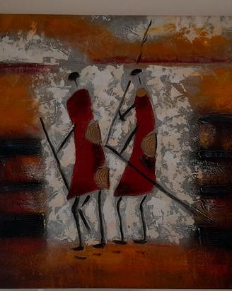 Quadro Moderno stile etnico africano 80x80cm 3D 