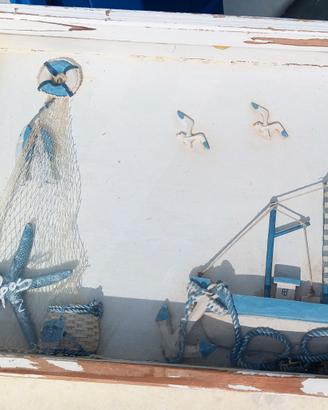Vassoio Decorativo in Legno a Tema Marino 