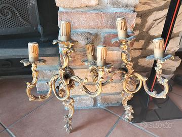 Applique antiche in ottone anni 50/60 in coppia 