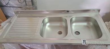 Lavello d' appoggio 2 Vasche e gocciolatoio 120 cm