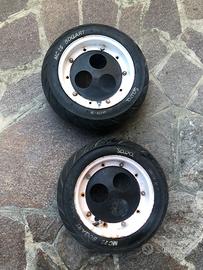 Coppia cerchi e ruota allargate ape 50 Sawa bogart