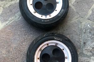 Coppia cerchi e ruota allargate ape 50 Sawa bogart