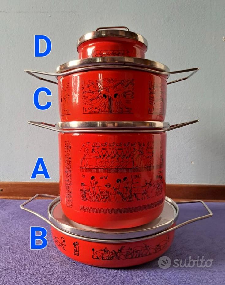 Set 3 Pentole Smaltate Vintage TIDTALEO, Doppio Manico E Coperchio, Per Zuppe E Stufati, Adatte A Induzione E Gas