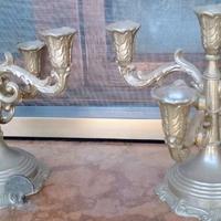 coppia di candelabri in peltro 