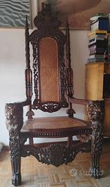 trono legno leoni