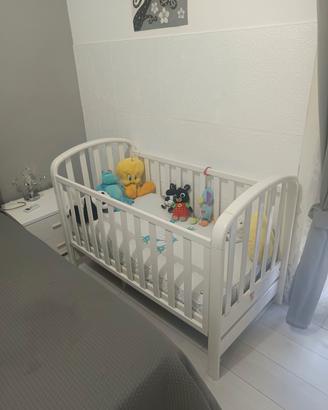 Lettino culla in legno bianco - sponde regolabili