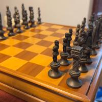 Scacchiera vintage 38x38 con pezzi in metallo
