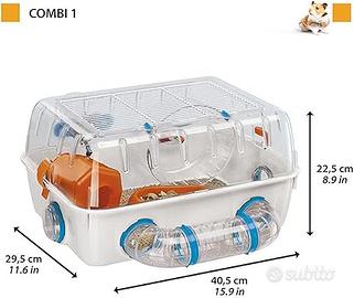 4 gabbie tubi accessori cibo sabbia fieno