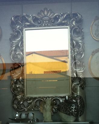 Specchio rettangolare Stile Barocco, cornice silve