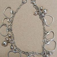 bracciale argento 925 con cuoricini e piccole sfer