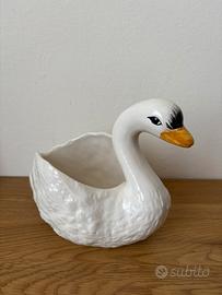Fioriera vaso ceramica di Bassano forma di cigno