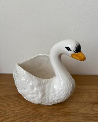 Fioriera vaso ceramica di Bassano forma di cigno