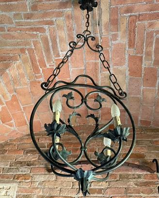 Lampadario in ferro battuto primi novecento