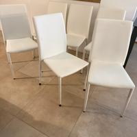 6 sedie bianche con seduta imbottita