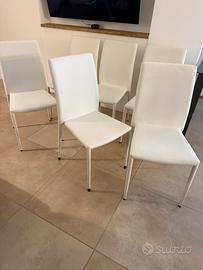 6 sedie bianche con seduta imbottita