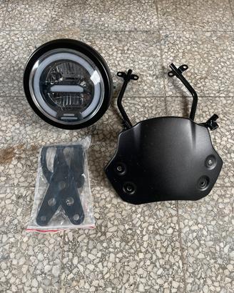 Faro led + cupolino con supporto stile café racer