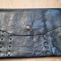 Borsetta pochette vintage vera pelle blu