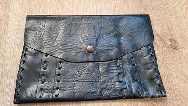 Borsetta pochette vintage vera pelle blu