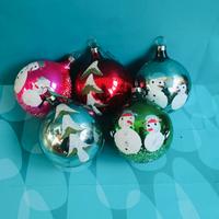  5 Palline di Natale in vetro vintage con decorazi