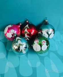  5 Palline di Natale in vetro vintage con decorazi