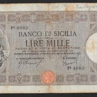 Banconota lire 1000 banco di sicilia del 1915