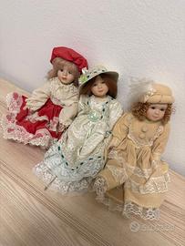Bambole di porcellana vintage – come nuove, 20 cm