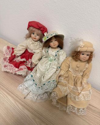 Bambole di porcellana vintage – come nuove, 20 cm