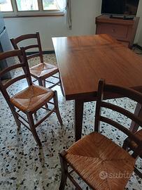 4 sedie in legno e paglia 