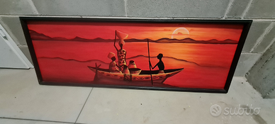 Quadro etnico in rilievo su legno