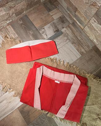 Set camici da macellaio rossi e bianchi