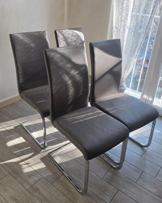 Set 4 sedie design in ecopelle con schienale fless