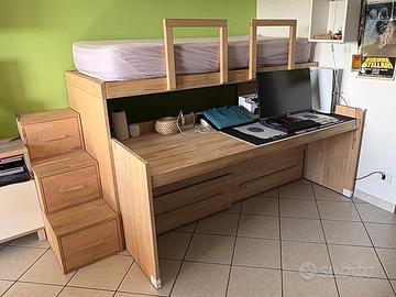 Letto a soppalco + scrivania Cinius