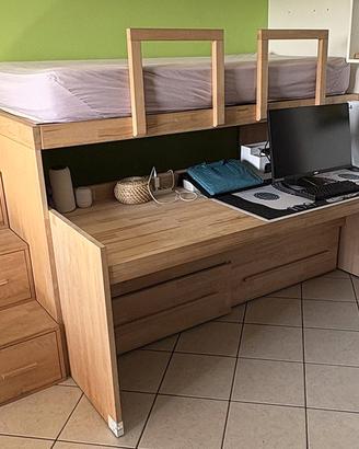 Letto a soppalco + scrivania Cinius
