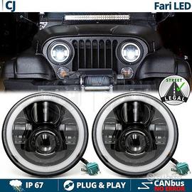 Coppia FARI LED Anteriori PER JEEP CJ Angel Eyes
