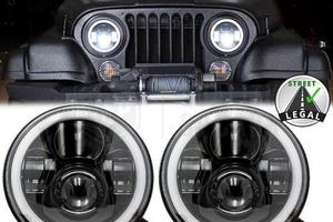 Coppia FARI LED Anteriori PER JEEP CJ Angel Eyes