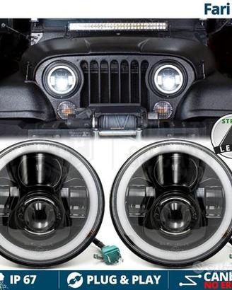 Coppia FARI LED Anteriori PER JEEP CJ Angel Eyes