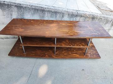 Mobile TV in legno massiccio artigianale con rotel