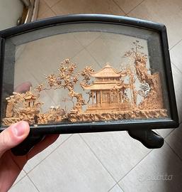 Diorama in sughero cinese originale pagoda asitica
