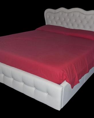 Letto Matrimoniale Ecopelle Bianco e Materasso