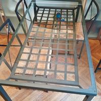 tavolo e 4 sedie ferro battuto e vetro 