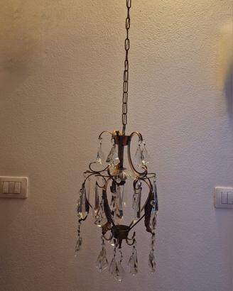 Lampadario vintage gocce in cristallo anni 60/70
