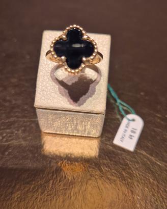 Anello in oro giallo 750 agata nera naturale