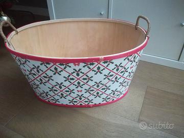 Cesto natale agrifoglio legno nuovo